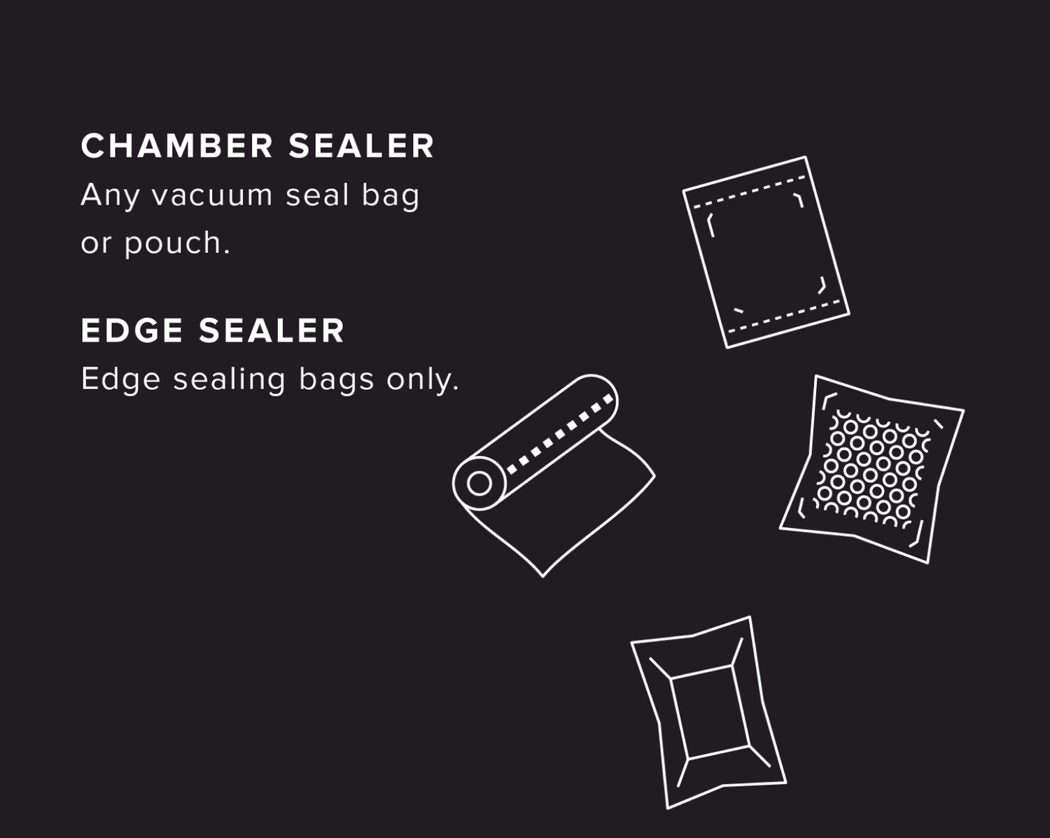 chamber pouches versus edge sealer bags