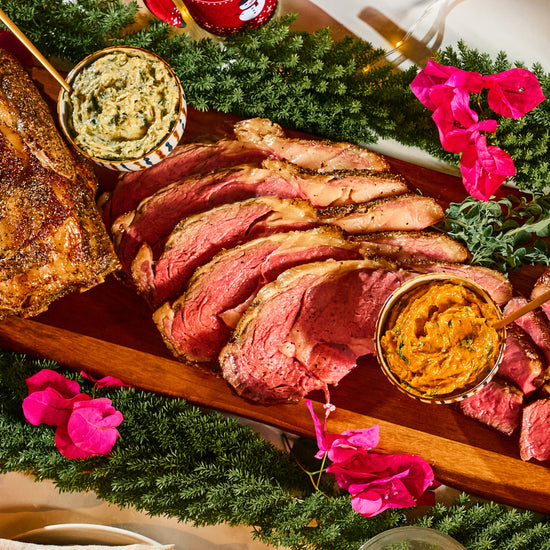 Sliced sous vide prime rib