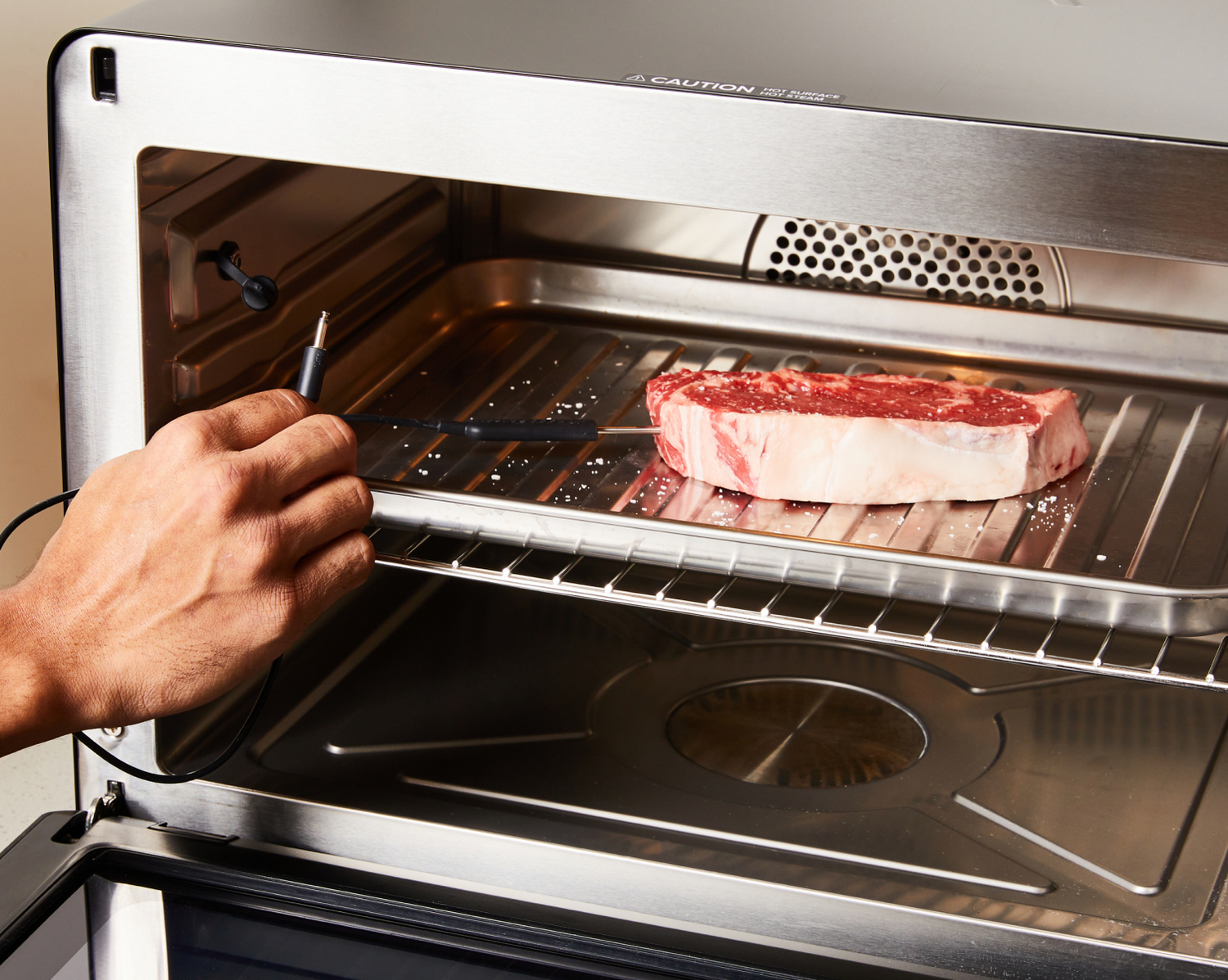 Anova Precision Oven Probe in a Steak